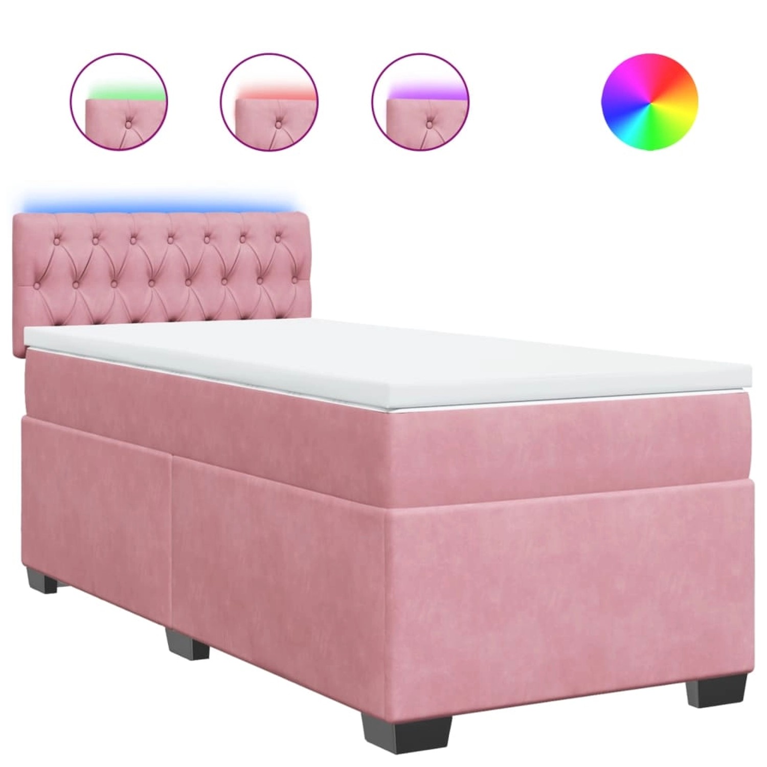vidaXL Boxspringbett mit Matratze Rosa 100x200 cm Samt 3288545 günstig online kaufen