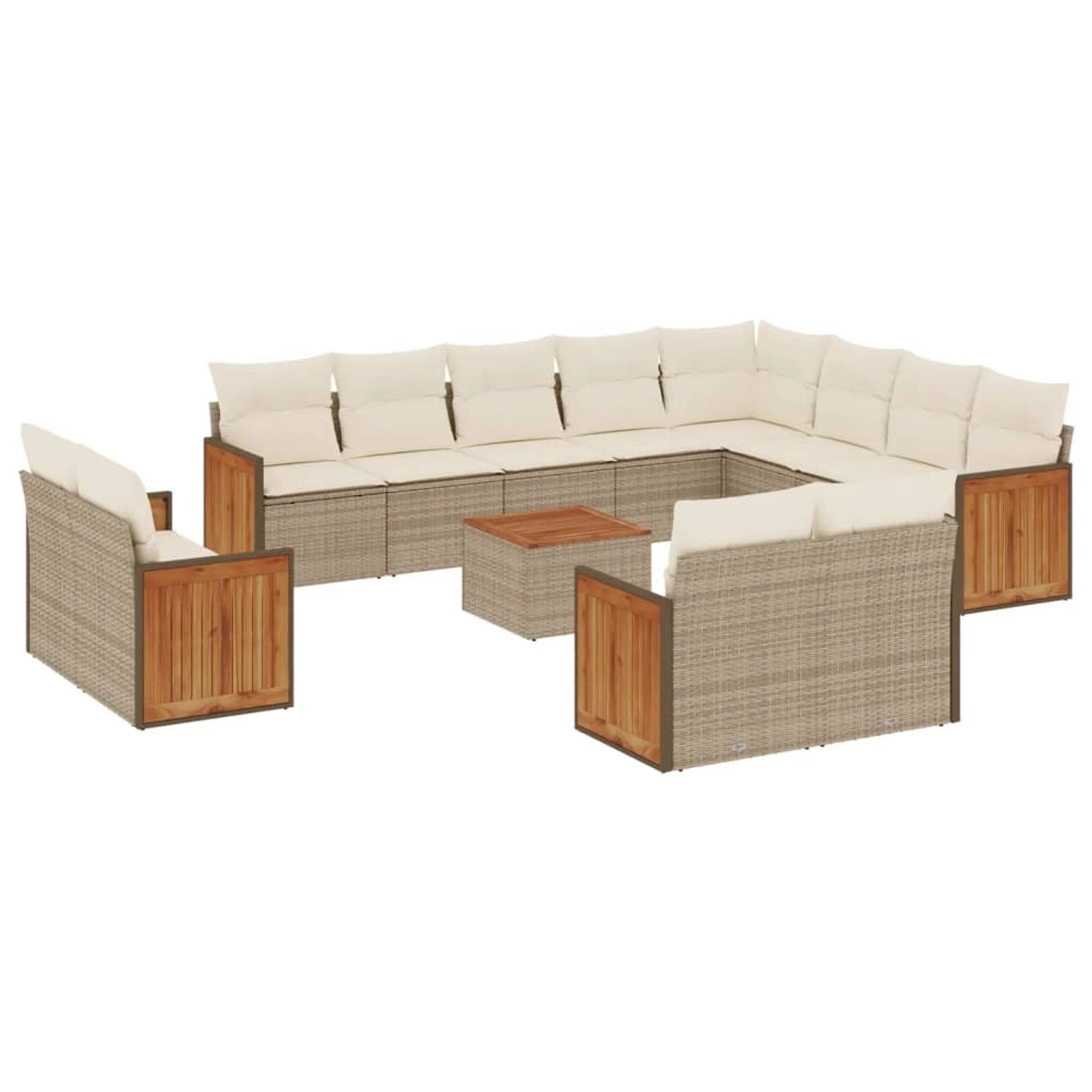 vidaXL 13-Tlg Garten-Sofagarnitur mit Kissen Beige Poly Rattan 3228200 günstig online kaufen
