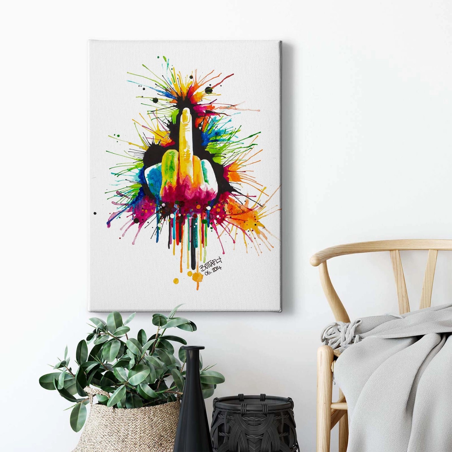 Bricoflor Mittelfinger Bild Bunt Ausgefallenes Leinwandbild Mit  Stinkefinger Für Wohnzimmer Und Jugendzimmer Modernes Kunst Bild Auf  Leinwand