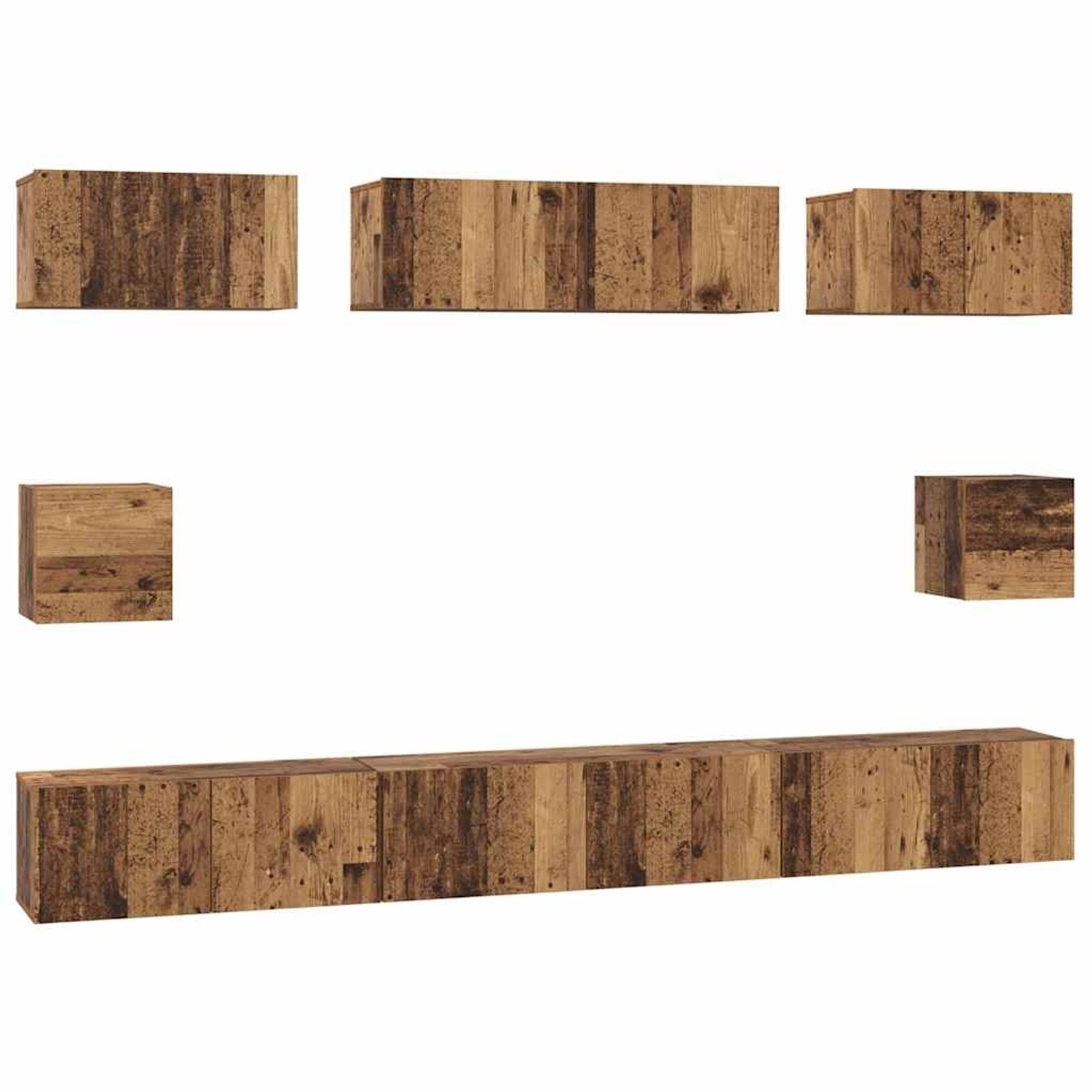 vidaXL TV-Schrank Set Wandmontiert Altholz Holzwerkstoff 3393294 günstig online kaufen