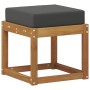 vidaXL Hocker Bank aus Akazie mit anthrazitfarbenem Kissen, 43x43x37 cm. Gartenstuhl, Sitzhocker.