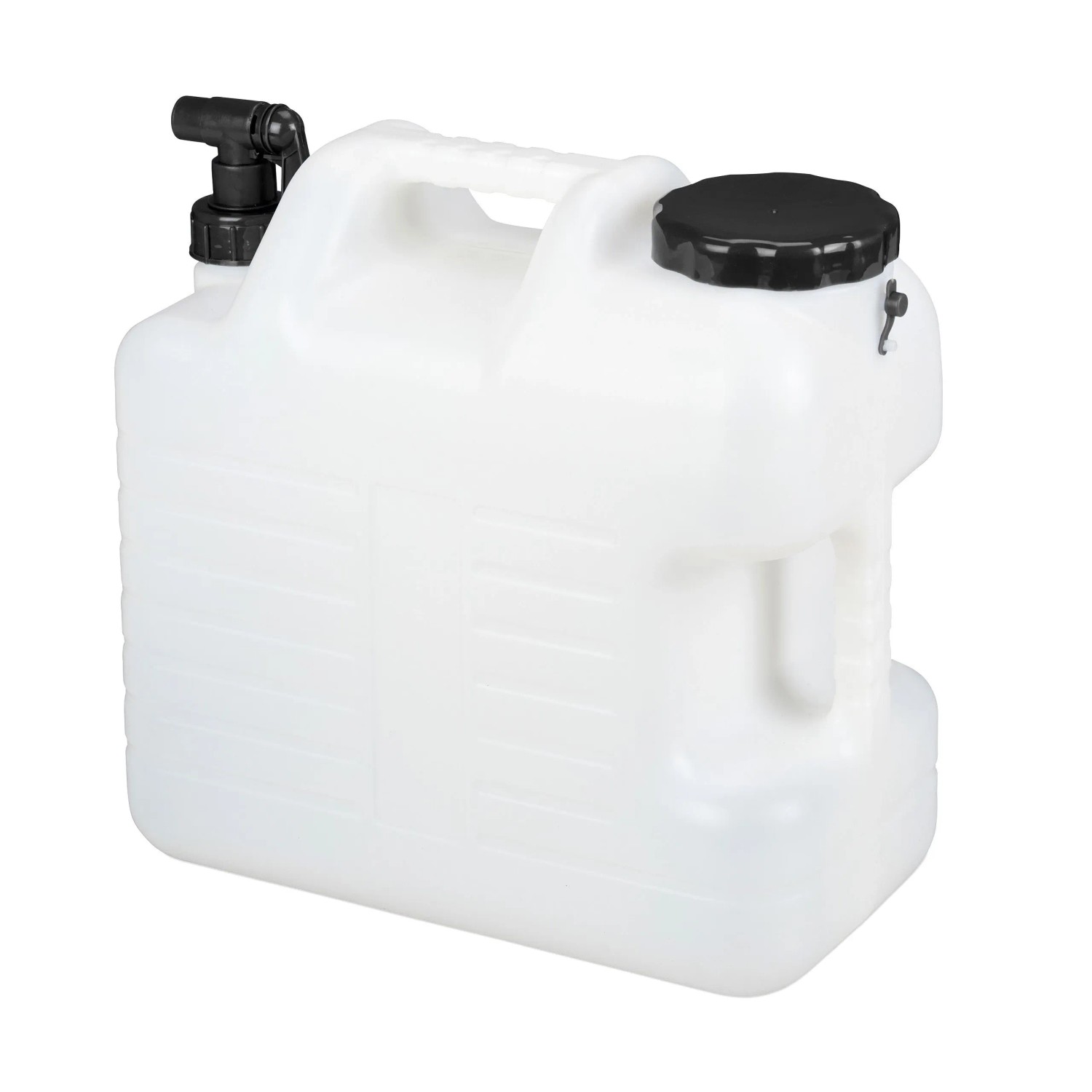 Relaxdays Wasserkanister Kunststoff Weiß Mit Hahn Drehbar 20, 37 cm x 19,5 cm x 36,5 cm 0,7 kg