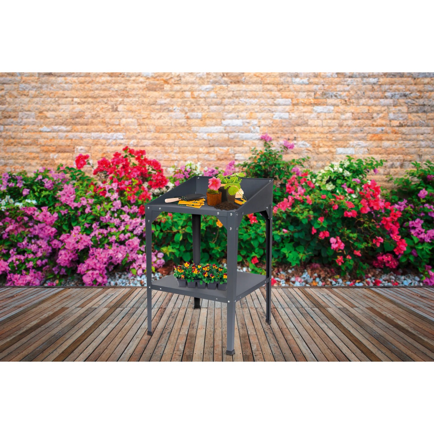 Floraworld Pflanztisch 60 x 60 x 100 cm Anthrazit Metall kaufen bei OBI