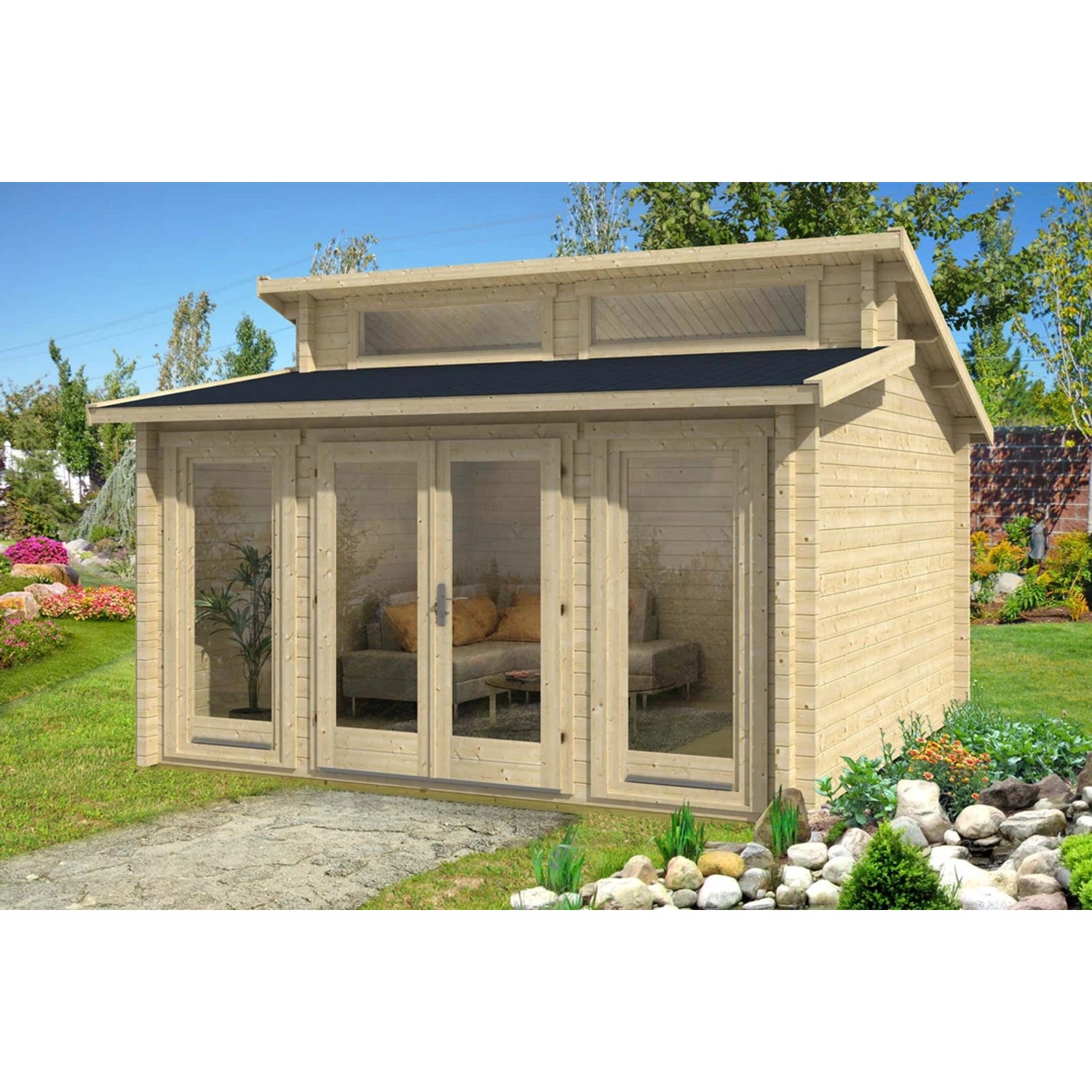 Alpholz Gartenhaus Narvig A Pultdach 440 cm x 440 cm Braun günstig online kaufen