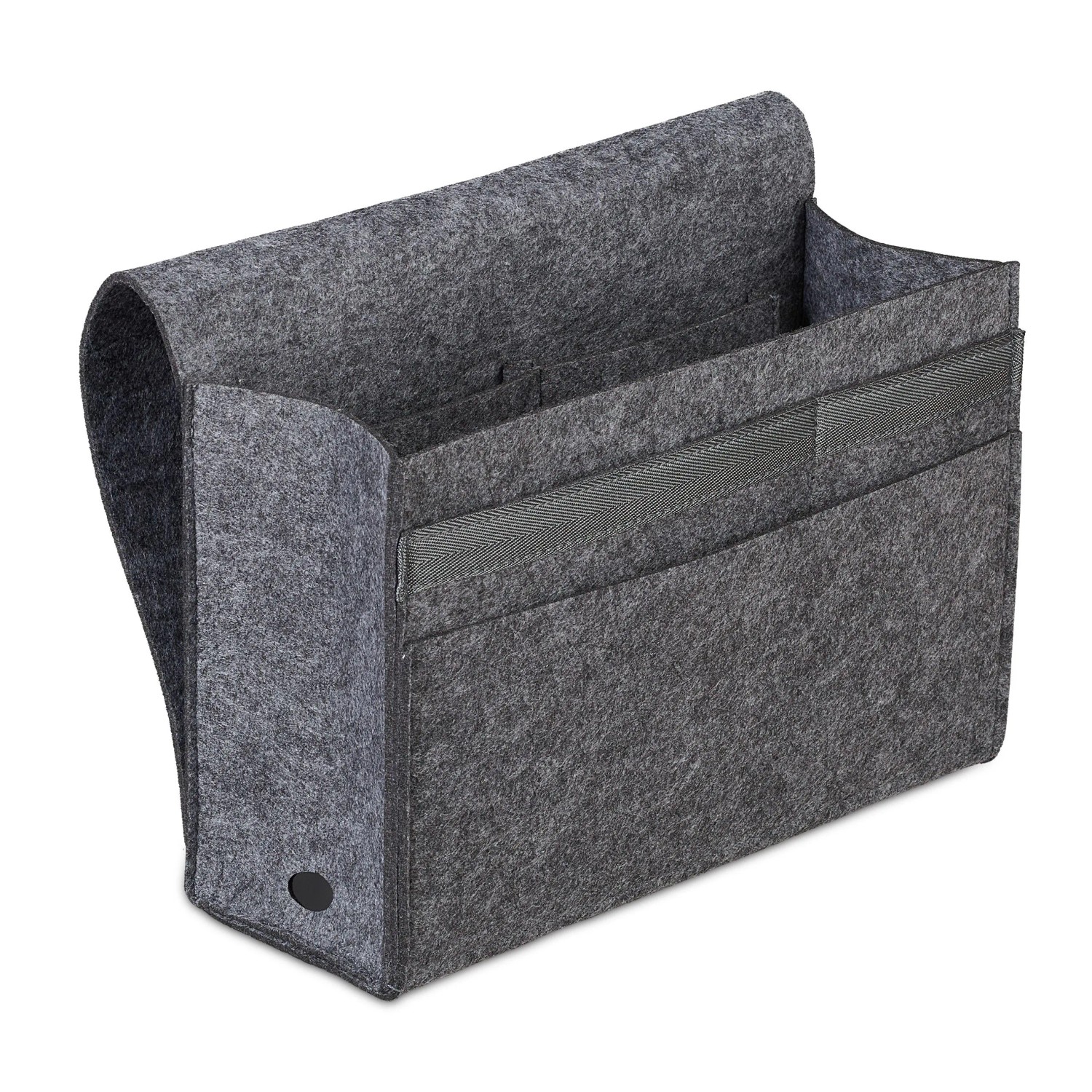 Relaxdays Betttasche Filz Dunkelgrau Mit Klettverschluss 27 cm x 31,5 cm x 11,5 cm 230 g