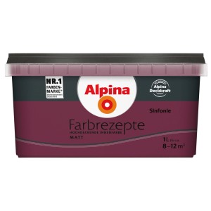 Alpina Farbrezepte Sinfonie, matte, purpurfarbene Innenfarbe im 1 Liter Eimer.