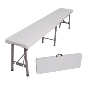 Weiße TRUTZHOLM Bierzeltbank aus Kunststoff, klappbar, für 4 Personen, mit Transportgriff.