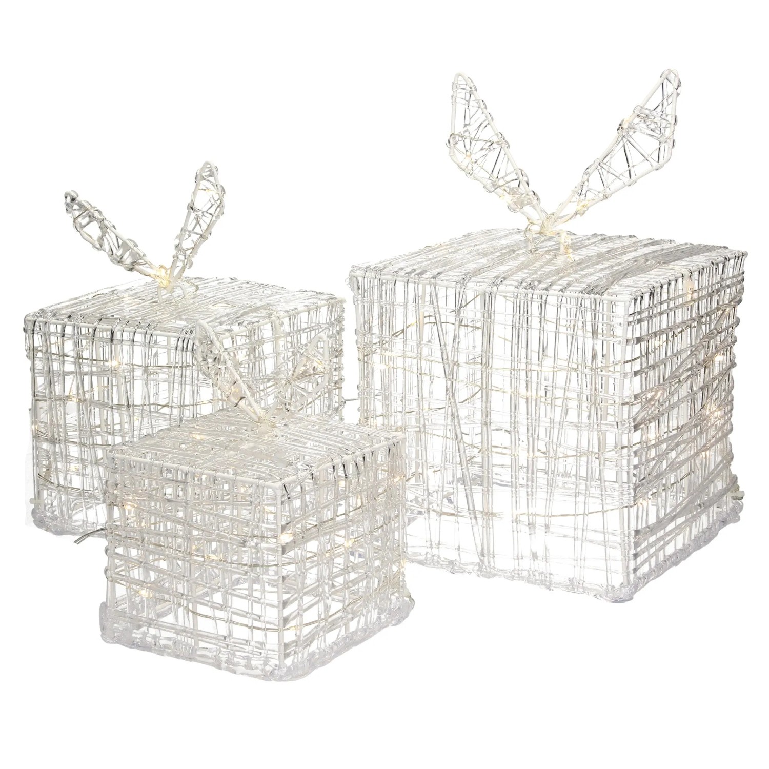 Image of ECD Germany 3Er Set LED Geschenkboxen 90LEDs Warmweiß Metall Strombetrieben IP44