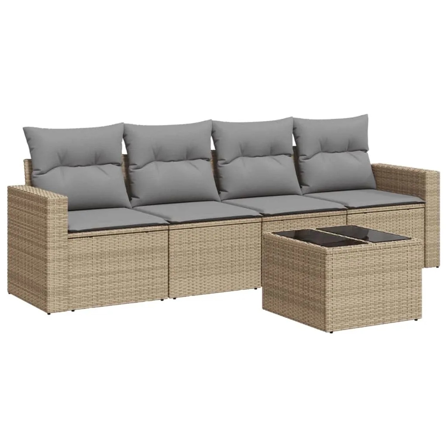 vidaXL 5-Tlg Garten-Sofagarnitur mit Kissen Beige Poly Rattan 3251026 günstig online kaufen