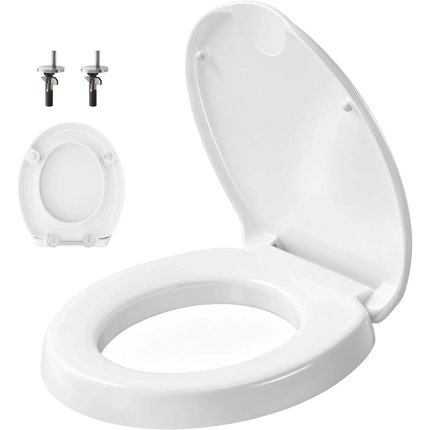 WOLTU Toilettensitzerhöhung WC Sitz mit Absenkautomatik O-Form aus Duroplast