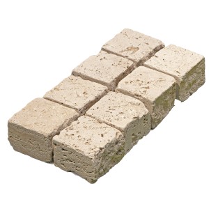 Travertin Ivory Classic Pflastersteine, 10x10x8 cm, Naturstein für Garten und Grundstück.