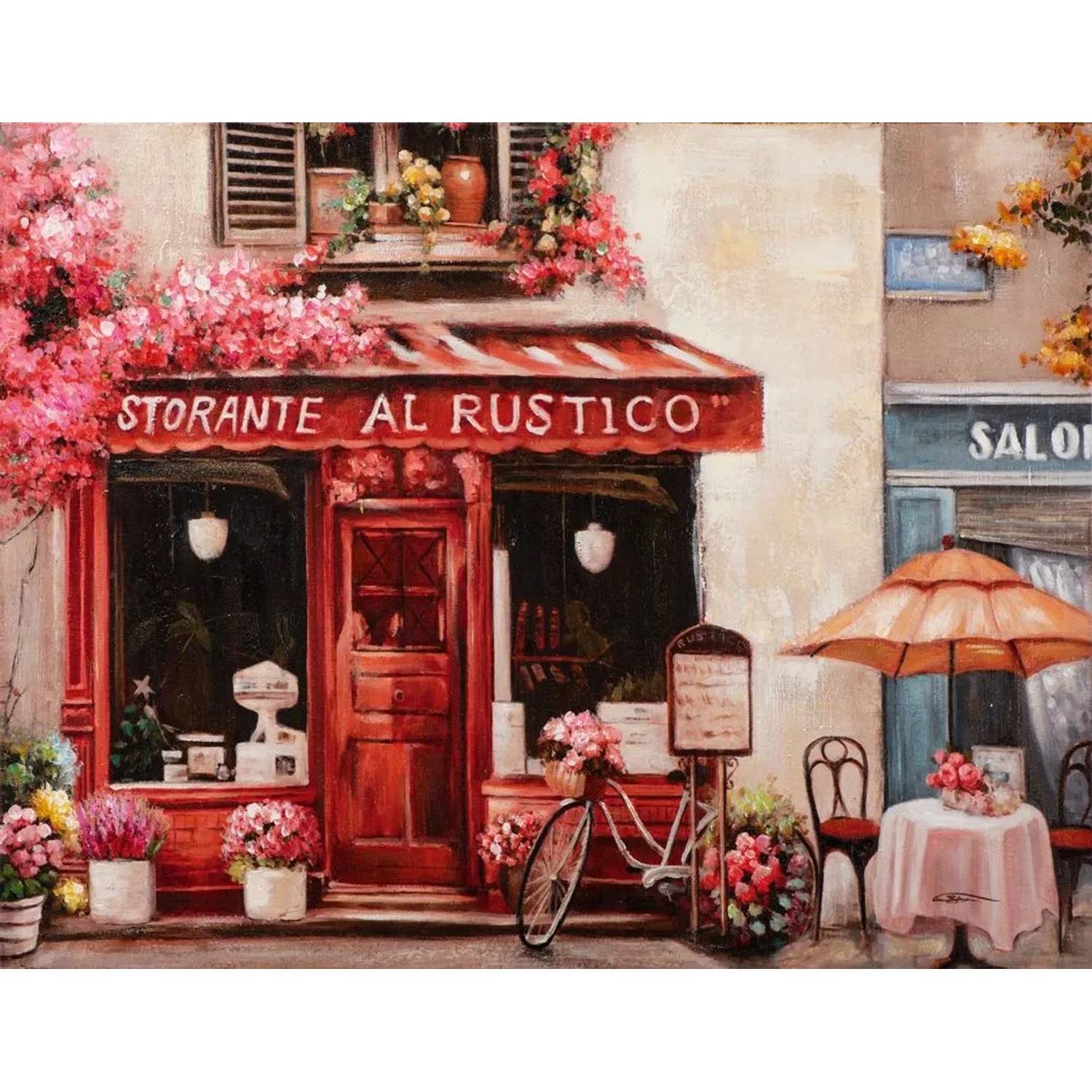 Art Universe Leinwandbild Restaurant in Rot 70 x 90 cm