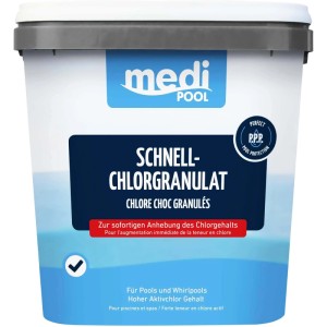 mediPOOL Schnell Chlor Granulat 5kg zur Wasserdesinfektion für Pools.