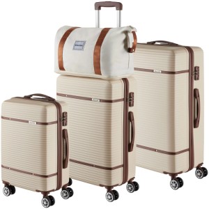 Tectake Reisekofferset Madison 13 Teilig  Hartschalen Aus Robustem Abs Kunststoff Tsa Sicherheitszahlenschloss  30 x 49 x 76 cm Creme