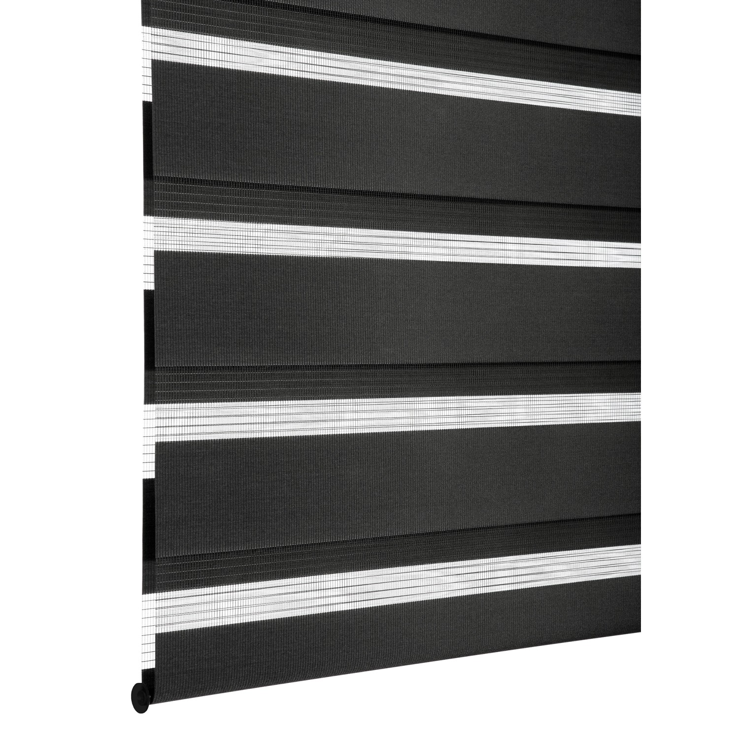Gardinia Doppelrollo EasyFix, 90x220 cm, schwarz mit transparenten Streifen zur Lichtregulierung.