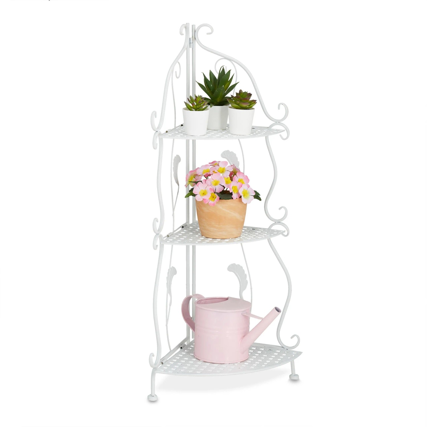 Relaxdays Eckregal Metall Weiß Klappbar 82,5 cm x 30 cm x 30 cm 1,3 kg