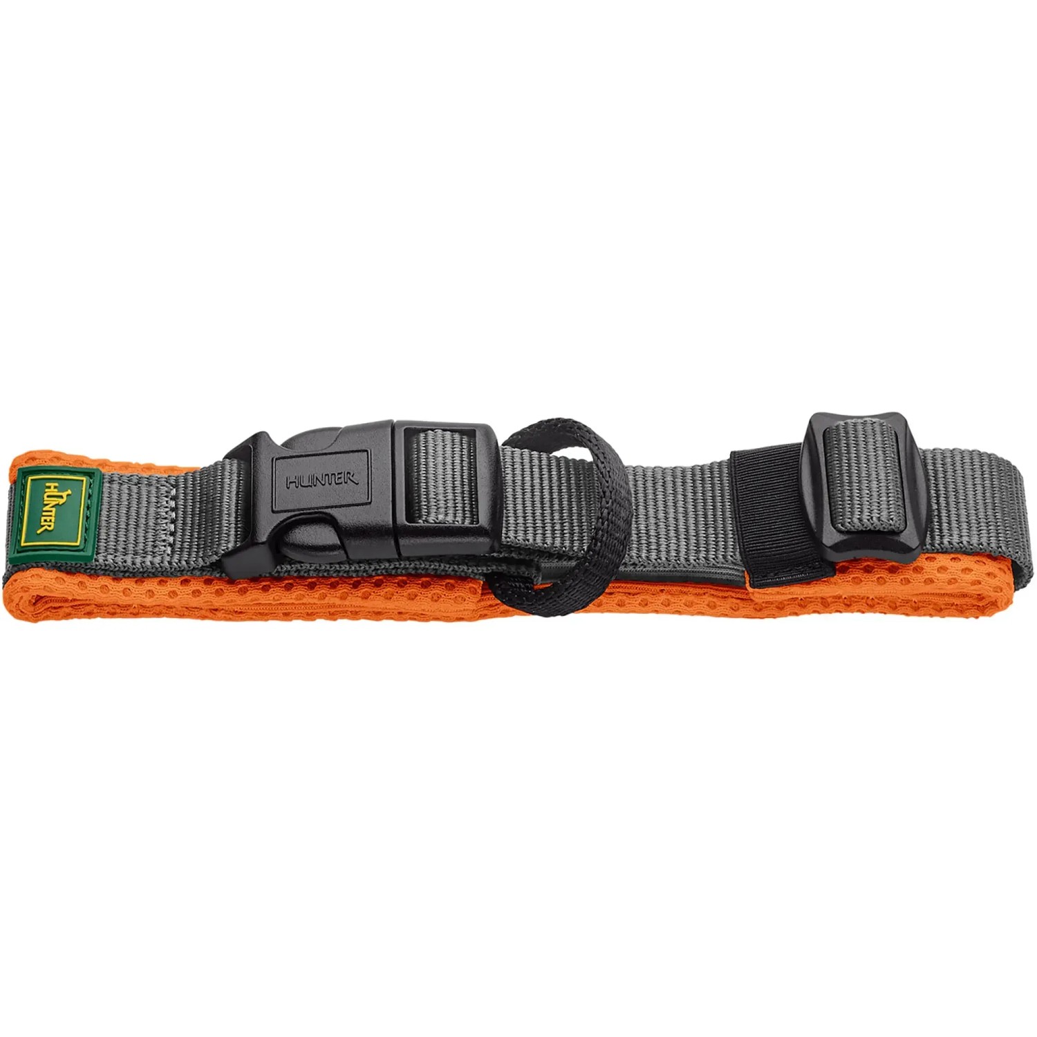 Hunter Hundehalsband Maldon, Größe XL, in Orange-Grau. Gepolstertes, verstellbares Halsband für Hunde.