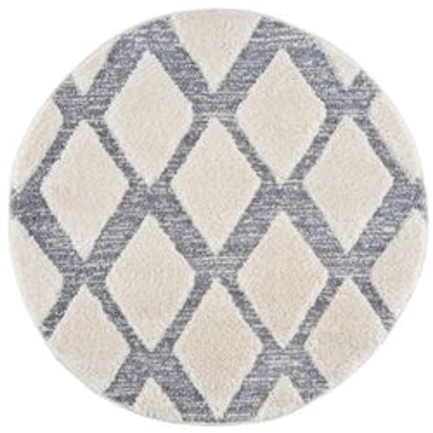 payé Teppich Nara-4497 Hochflor 160x160 cm Rund Creme-Grau Boho-Rautenmuste günstig online kaufen