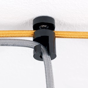 Schwarzer Orion Lightstyle Deckenpin mit zwei Kabeln, Teil des 5er Sets zur Kabelführung.