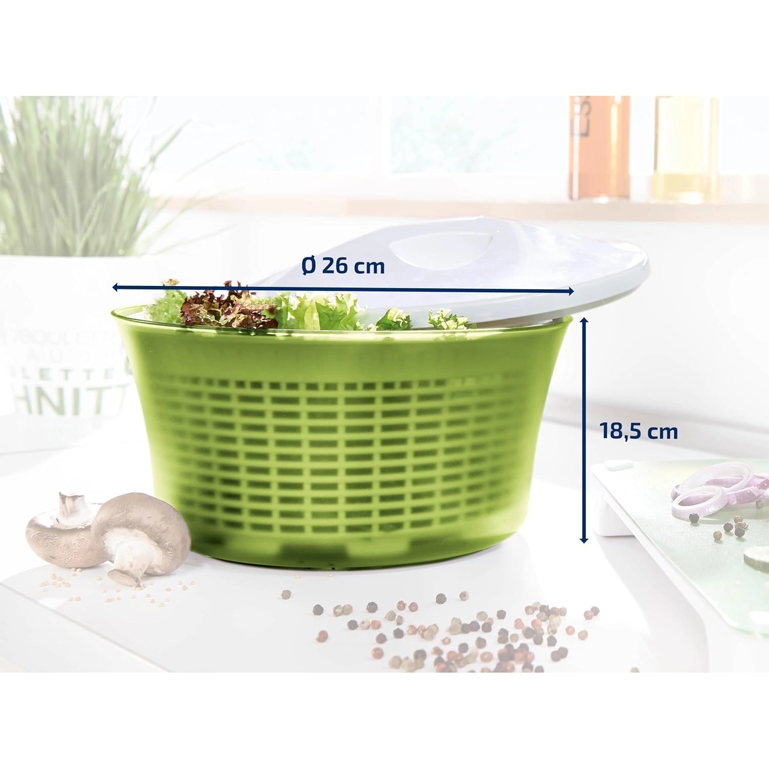 Hanseküche Salatschleuder 4,5 Liter - Edelstahl Salatspinner Mit Kurbel BPA-frei