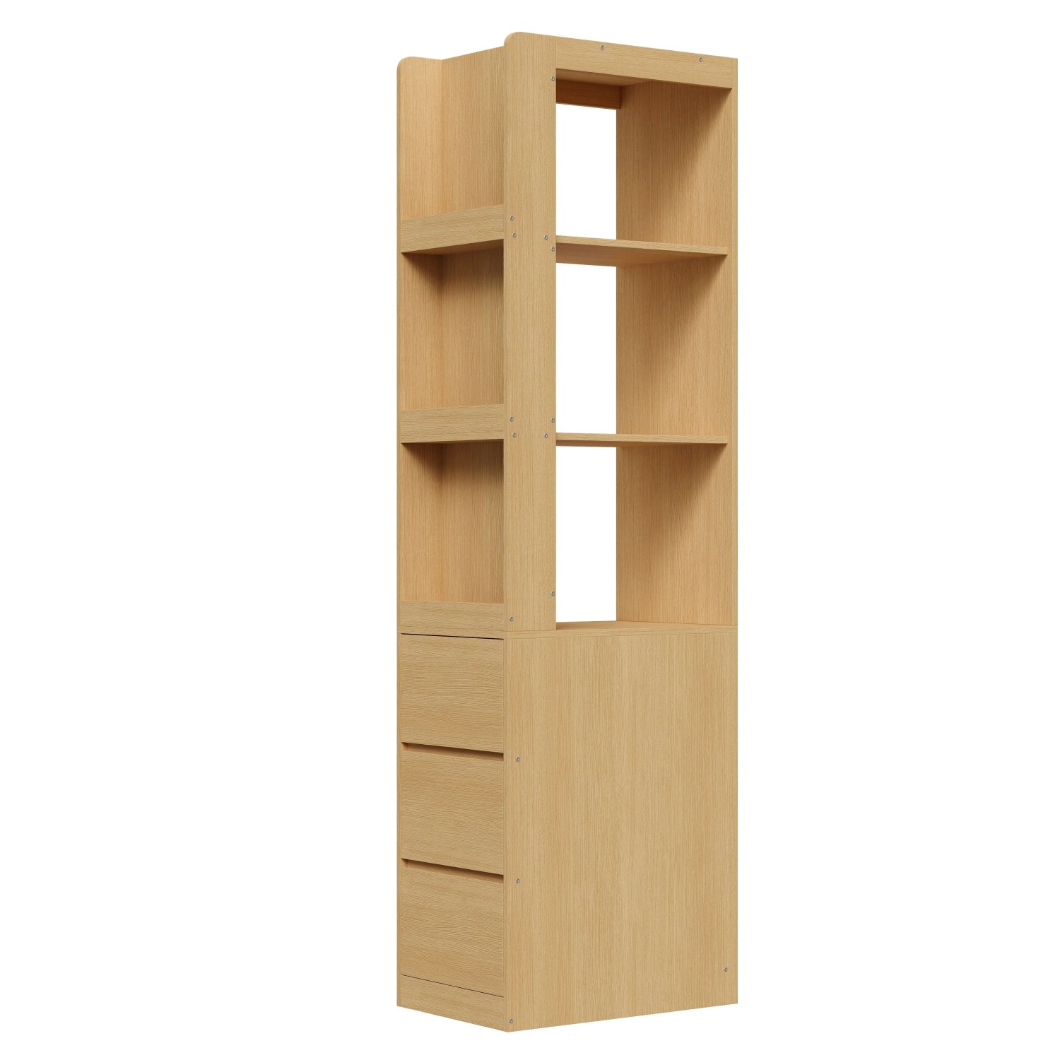 okwish Bücherregal mit Schubladen Offene Fächer Wohnzimmer 60x40x200cm Natur