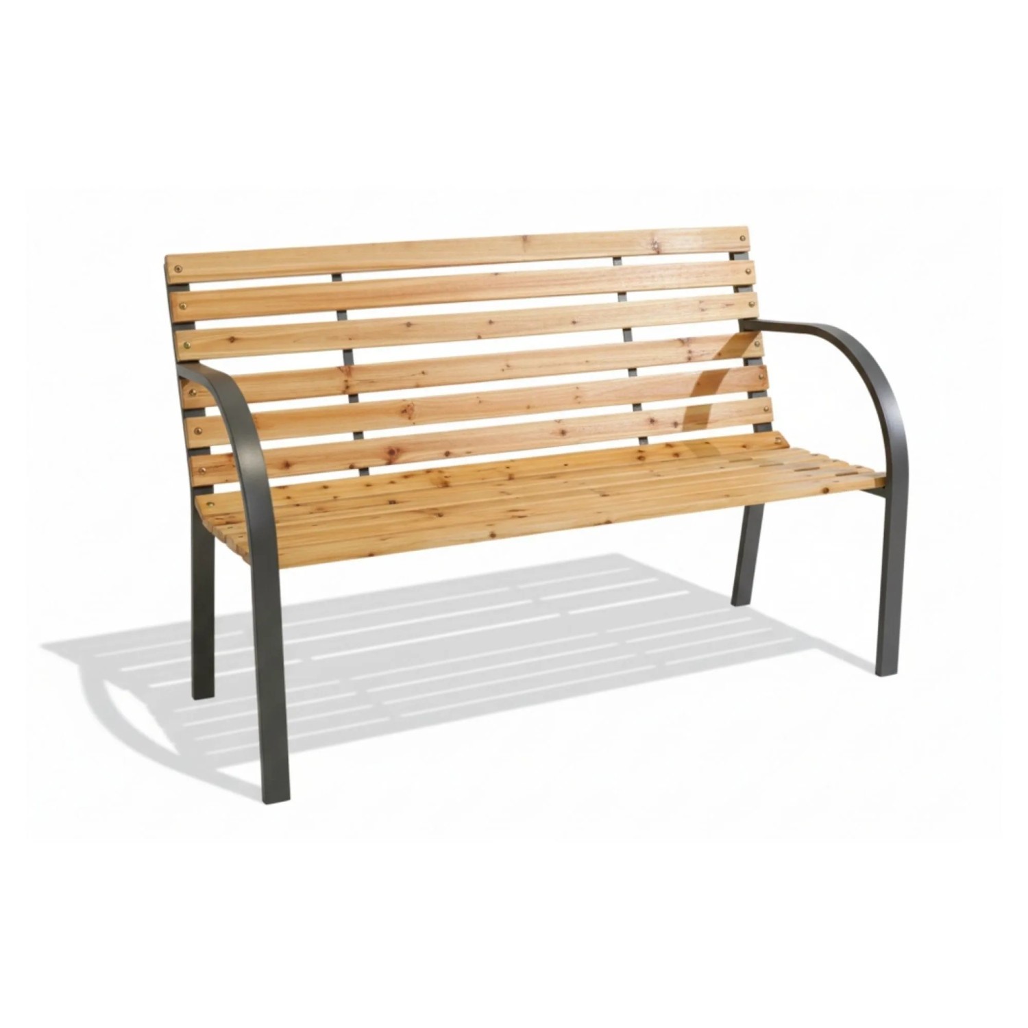 BERLINLODGE Gartenbank SANTORINI Holz & Metall 2-Sitzer 82x120x58cm Natur Balkonbank Holzbank Gartenmöbel Sitzbank Garten Balkon & Terrasse