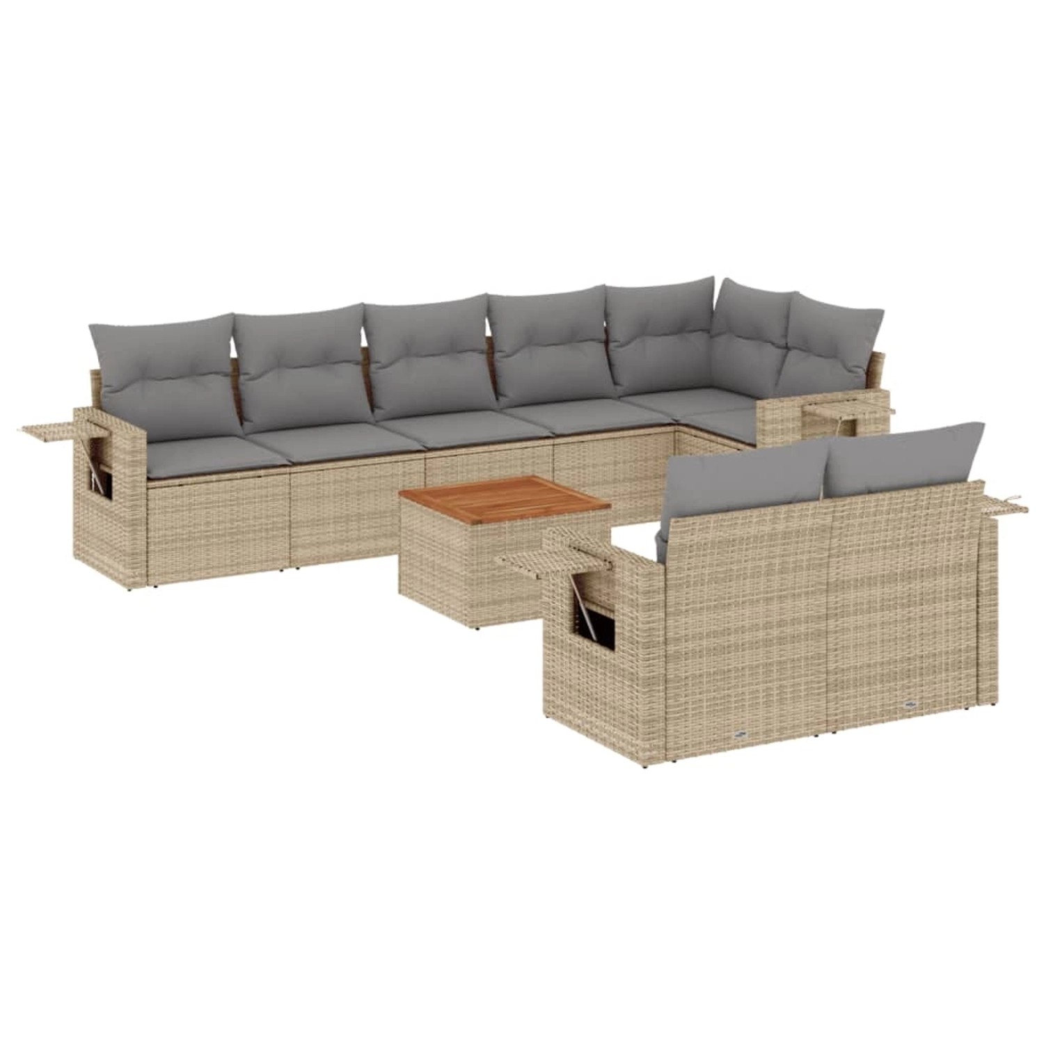 vidaXL 9-Tlg Garten-Sofagarnitur mit Kissen Beige Poly Rattan 3256983 günstig online kaufen