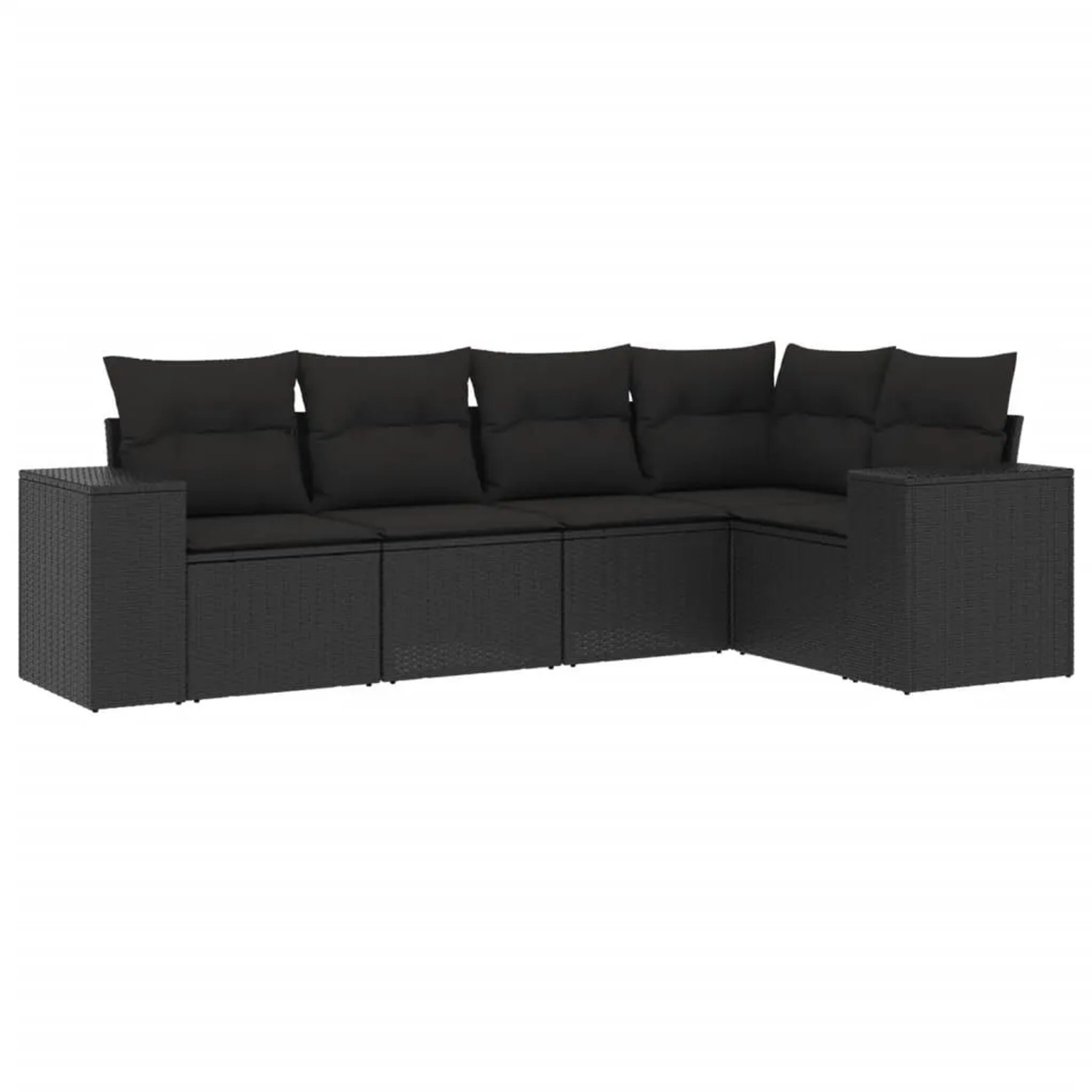 vidaXL 5-Tlg Garten-Sofagarnitur mit Kissen Schwarz Poly Rattan 3222524 günstig online kaufen