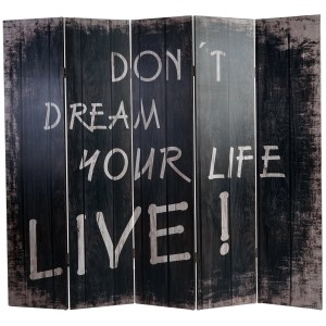 Dekorativer Foto-Paravent mit Spruch, 5-teilig, 180x200cm, ideal als Raumteiler und Dekoartikel.
