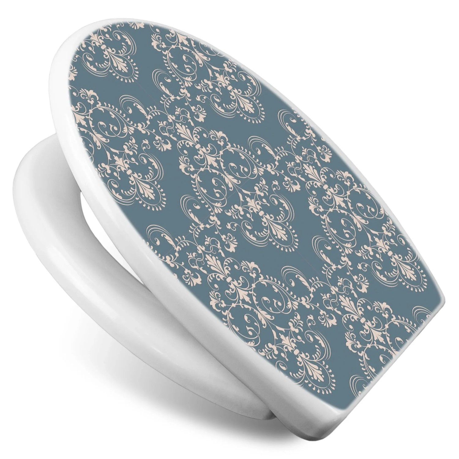 Banjado WC-Sitz mit Absenkautomatik, Motiv Royal Creme Blau, aus Duroplast, weiße Klobrille.