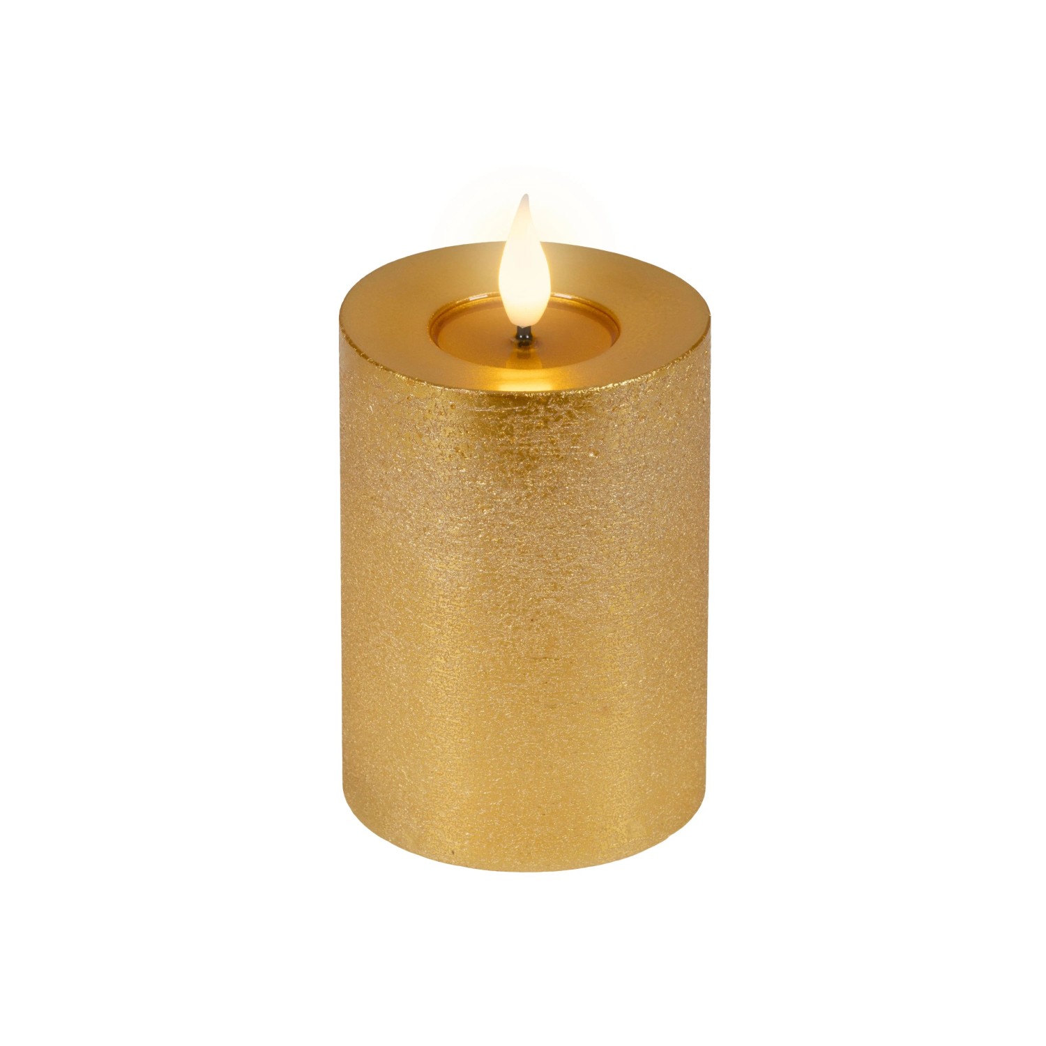 Lumineo LED-Kerze Wachs Ø 7,5 cm x 13,5 cm Gold