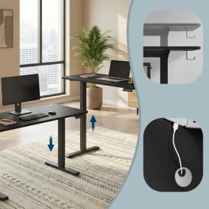 Songmics Schreibtisch Elektrisch Höhenverstellbar 160 x 120 x 70 cm Schwarz