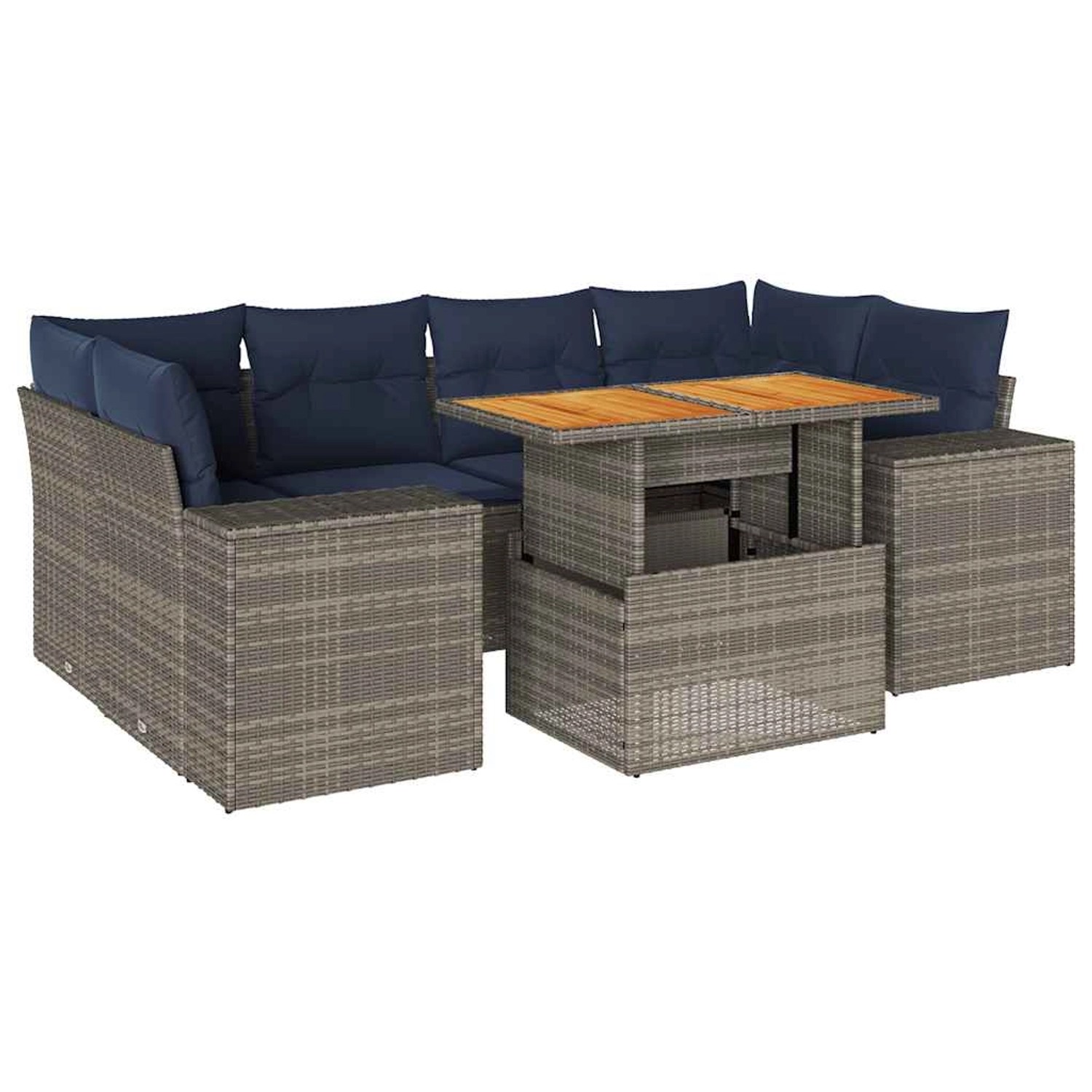 vidaXL 7-Tlg Garten-Sofagarnitur mit Kissen Grau Poly Rattan 3327344 günstig online kaufen
