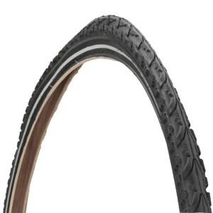 Fischer Trekking Reifen 28 Zoll mit Reflexstreifen und Pannenschutz in Schwarz.