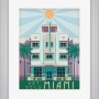 Weißer Kunststoff Bilderrahmen 40x50 cm mit Art Deco Miami Motiv, klassisch für Fotos und Poster.