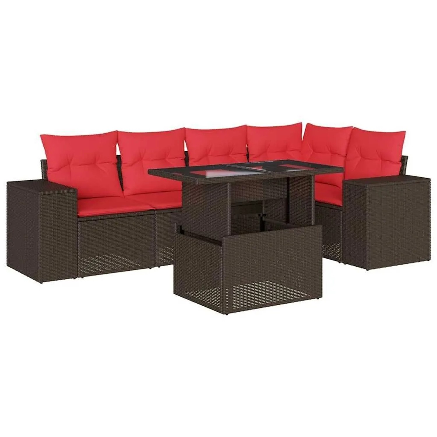 vidaXL 6-Tlg Gartensofa-Set mit Kissen Braun Polyrattan 3269154 günstig online kaufen