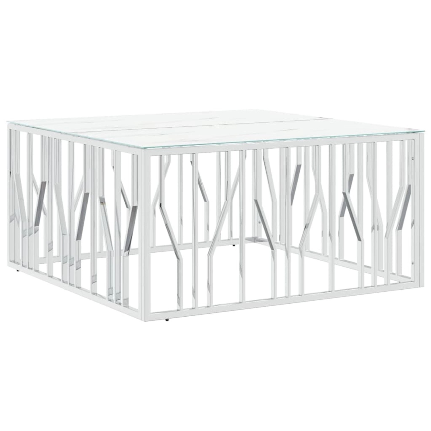 vidaXL Couchtisch Silbern 100x100x50 cm Edelstahl und Glas 350067 günstig online kaufen