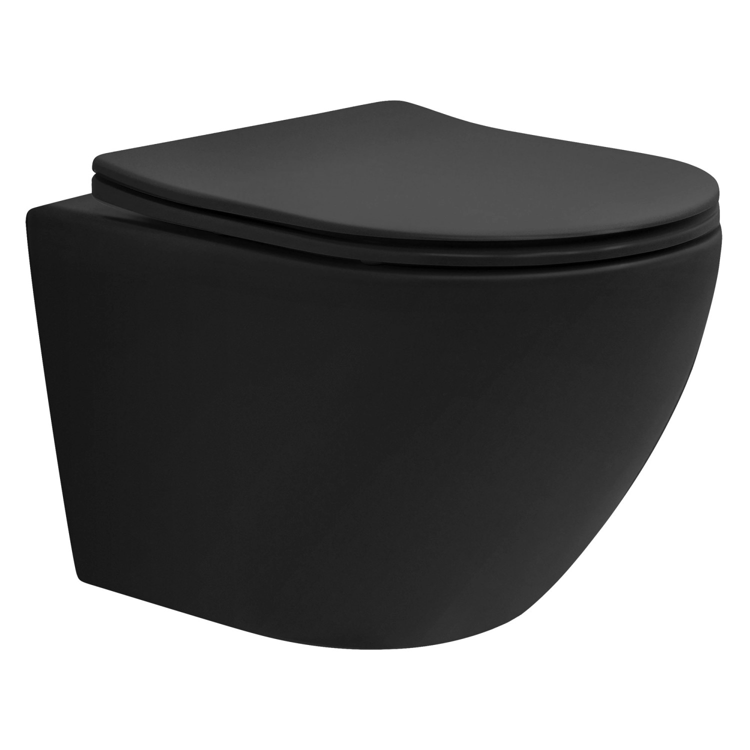 LuxeBath Wand Hänge WC Spülrandlos Schwarz Matt Kurz 49cm Tornadospülung