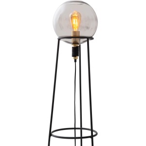 Schwarze Näve Stehleuchte Stelo, 128,5 cm hoch, mit Glaskugel im Retro Design.