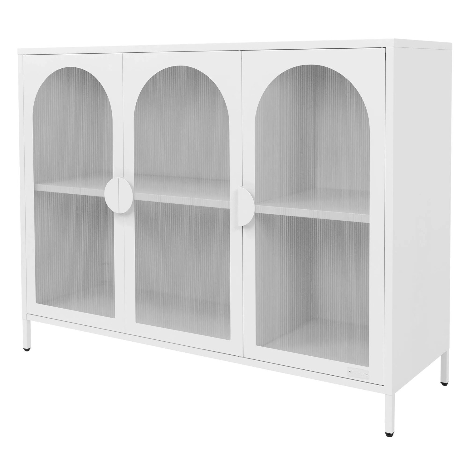 ML-Design Vitrinenschrank aus Stahl 120x93x40 cm Weiß mit 3 Türen