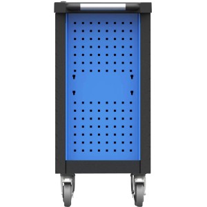 Blauer Güde Werkstattwagen Premium GWPV 7/1 mit Lochwand und Rädern.