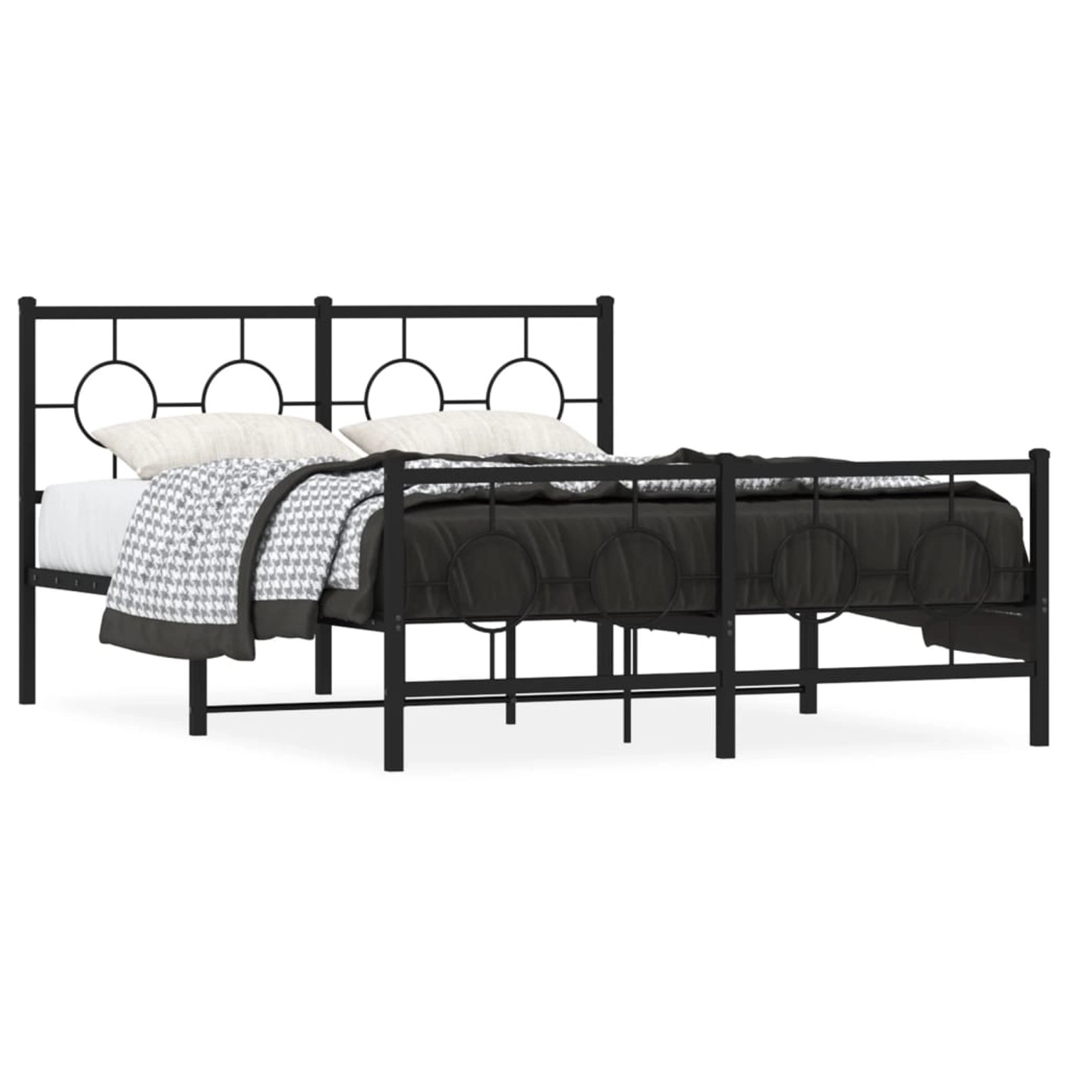 vidaXL Bettgestell mit Kopf- und Fußteil Metall Schwarz 140x200 cm 376245 günstig online kaufen