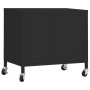 Schwarzer vidaXL Lagerschrank aus Stahl, 60x35x56 cm, mit Rollen und verstellbarem Einlegeboden.