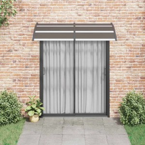 vidaXL Vordach, 200x100 cm, schwarz, braun-transparente Polycarbonat-Platten, zur Montage über Türen.