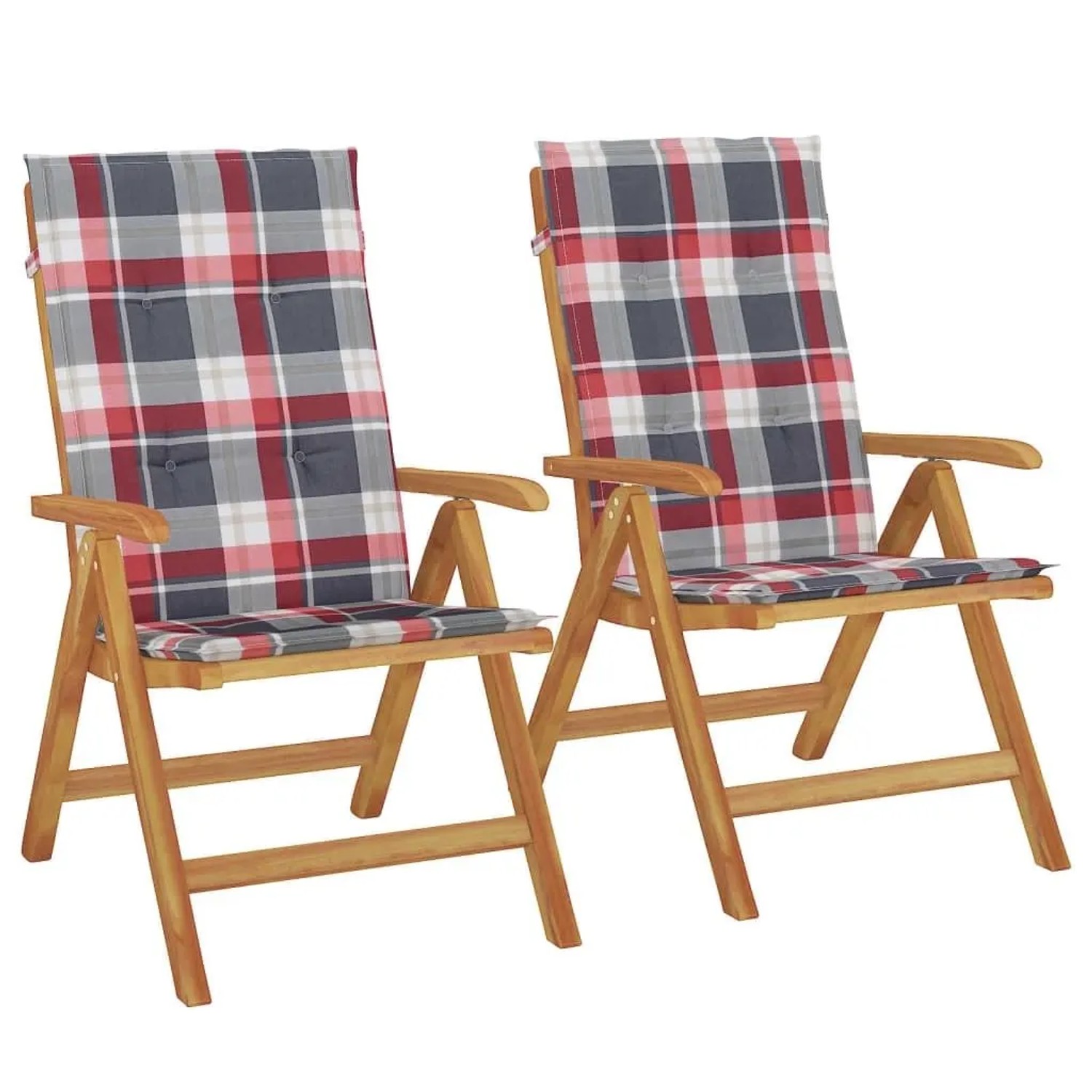 vidaXL Gartenstühle mit Kissen 2 Stk Massivholz Teak 3196446