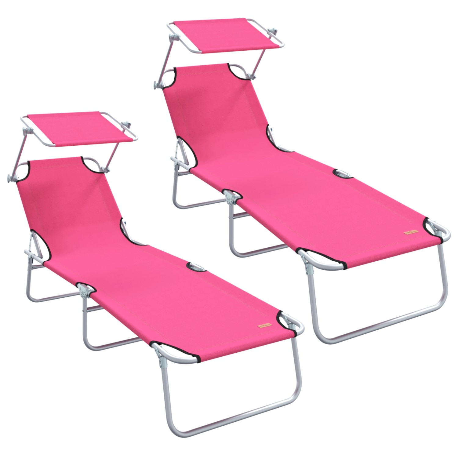 vidaXL Klappbare Sonnenliegen 2 Stk mit Sonnendach Rosa 600D Oxford-Stoff 4 günstig online kaufen