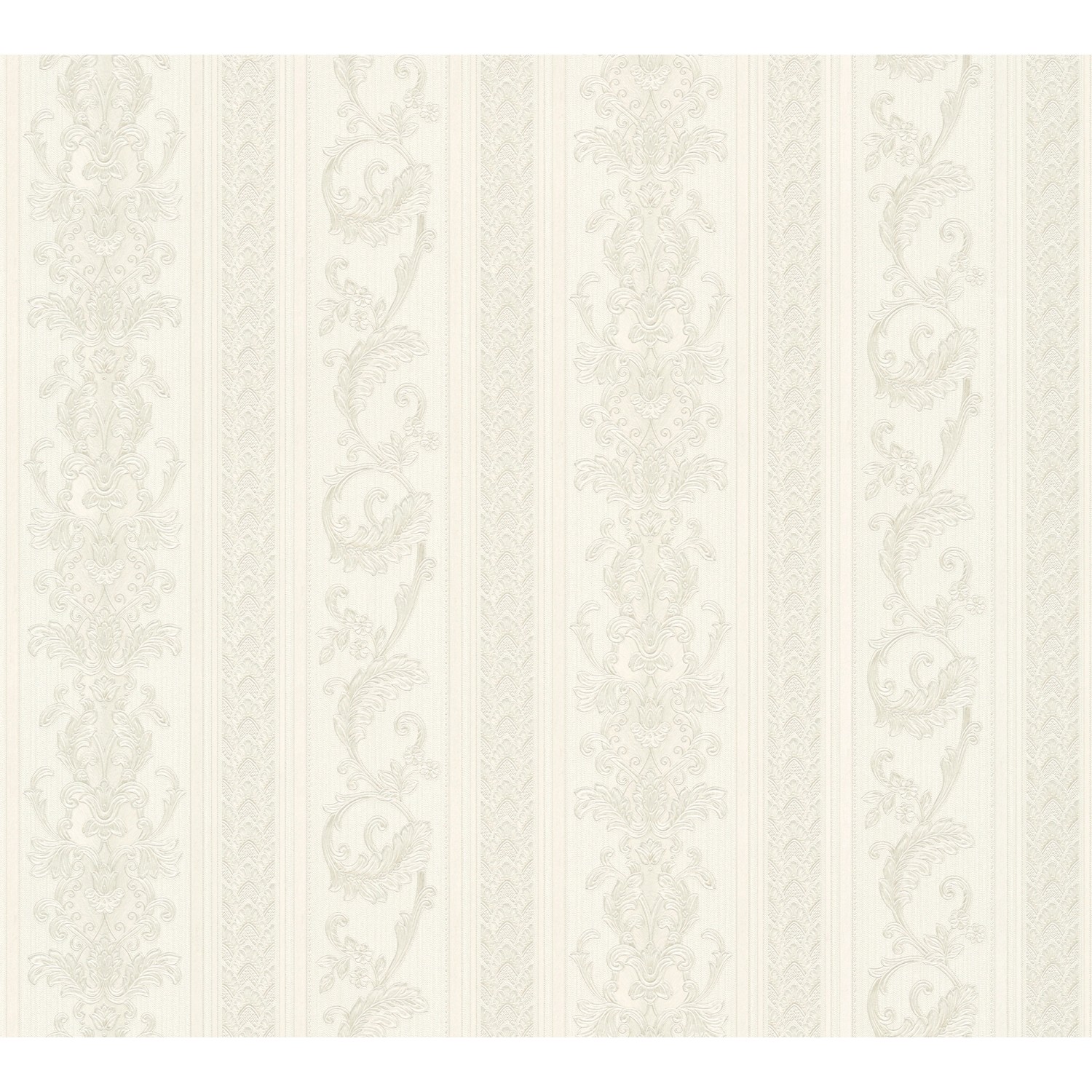 Vliestapete Hermitage Streifen Ornament Glanz Leicht Strukt. Creme Grau FSC®