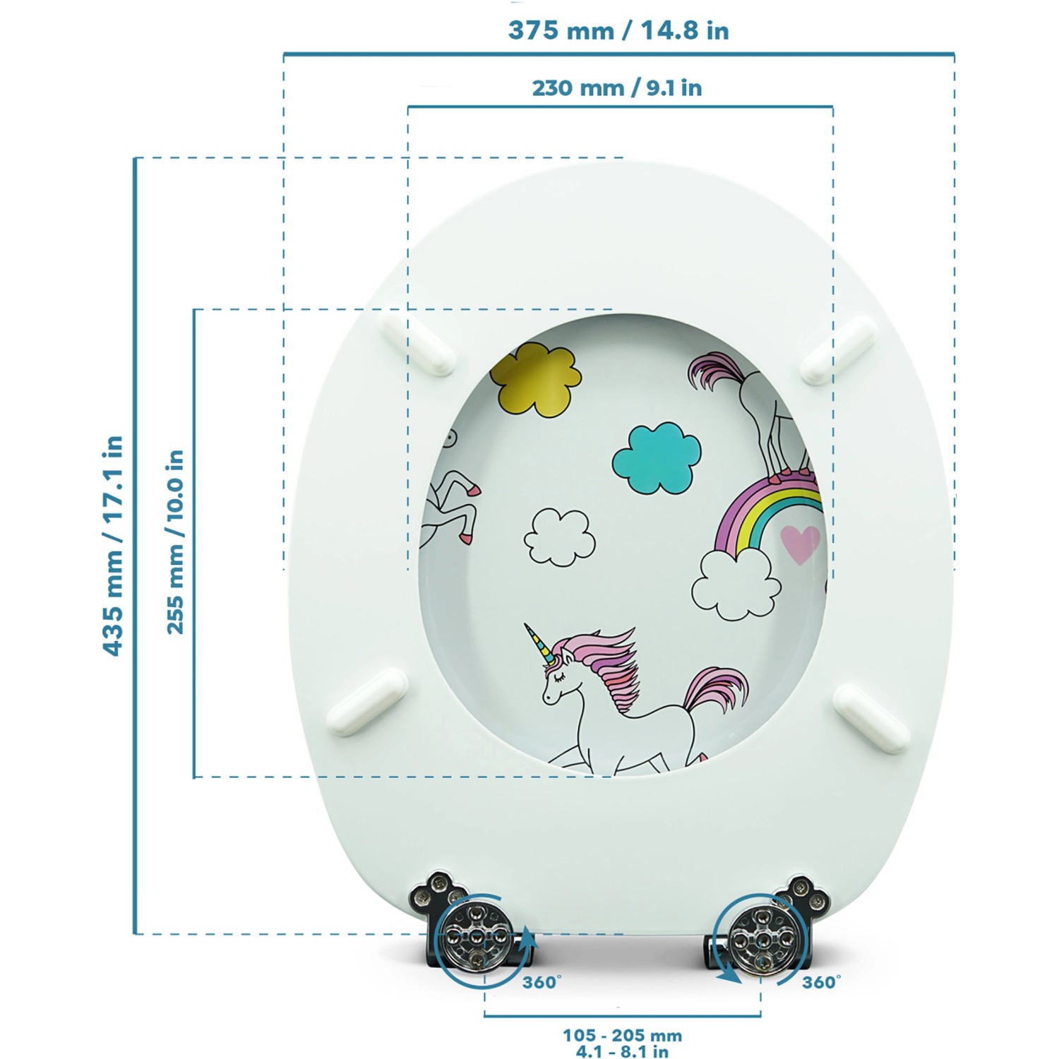 Sanfino WC-Sitz Unicorns: Toilettendeckel aus Holz mit Einhorn-Motiv und Absenkautomatik.
