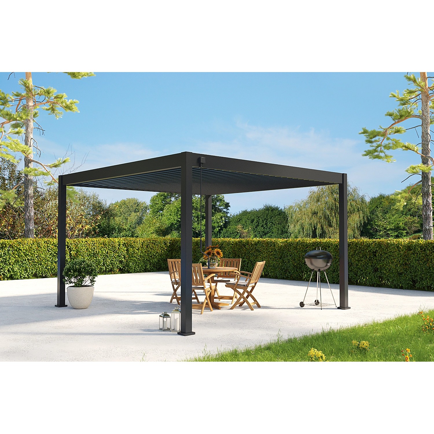 Weide Deluxe Plus Aluminium Pavillon 4 x 4 M Anthrazit Pergola