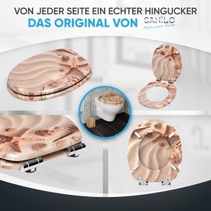 Sanilo WC-Sitz Sanibel mit Strandmotiv, Holz, Absenkautomatik für mehr Komfort.